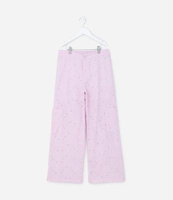 Calça Cargo Infantil em Laise com Bolsinhos - Tam 5 a 14 Anos