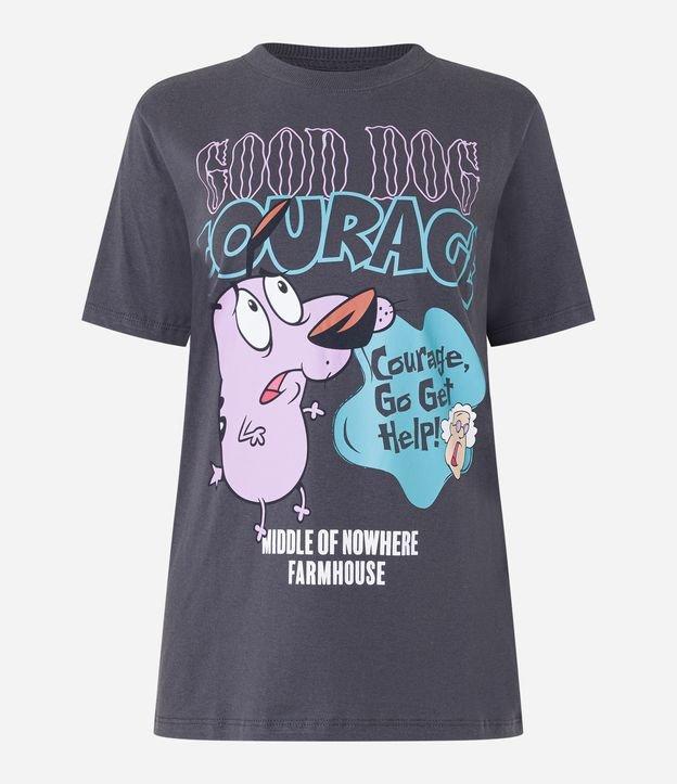 Camiseta Alongada com Coragem O Cão Covarde Estampado - 1