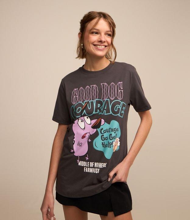 Camiseta Alongada com Coragem O Cão Covarde Estampado - 2