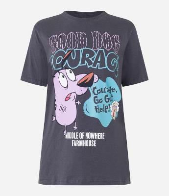 Camiseta Alongada com Coragem O Cão Covarde Estampado