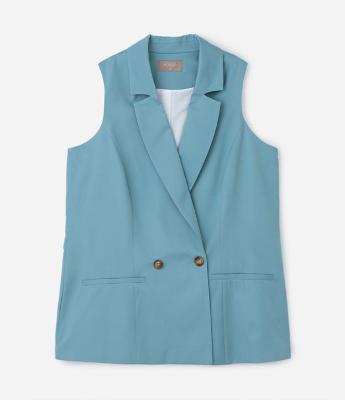 Colete Alongado Alfaiatado e Botões Duplos Curve & Plus Size