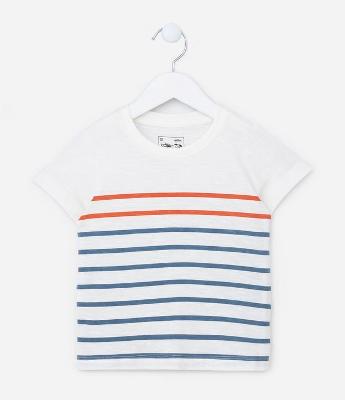 Camiseta Infantil com Listras Frontais - Tam 1 a 5 Anos