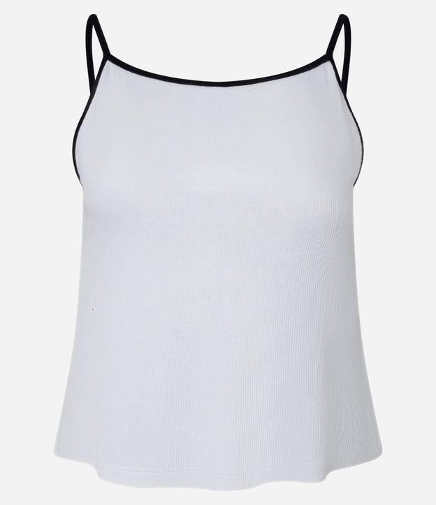 Blusa em Ribana com Alcinha Fina Contrastante - 1