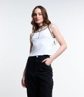 Blusa em Ribana com Alcinha Fina Contrastante - 2