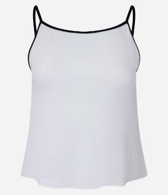 Blusa em Ribana com Alcinha Fina Contrastante