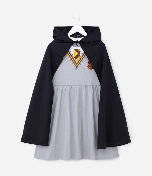 Vestido Infantil em Algodão Estampa Harry Potter com Capa - Tam 5 a 14 anos - 1