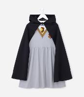 Vestido Infantil em Algodão Estampa Harry Potter com Capa - Tam 5 a 14 anos - 1