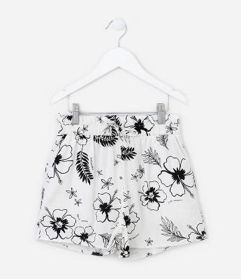 Short Clochard Infantil com Estampa Floral - Tam 5 a 14 Anos