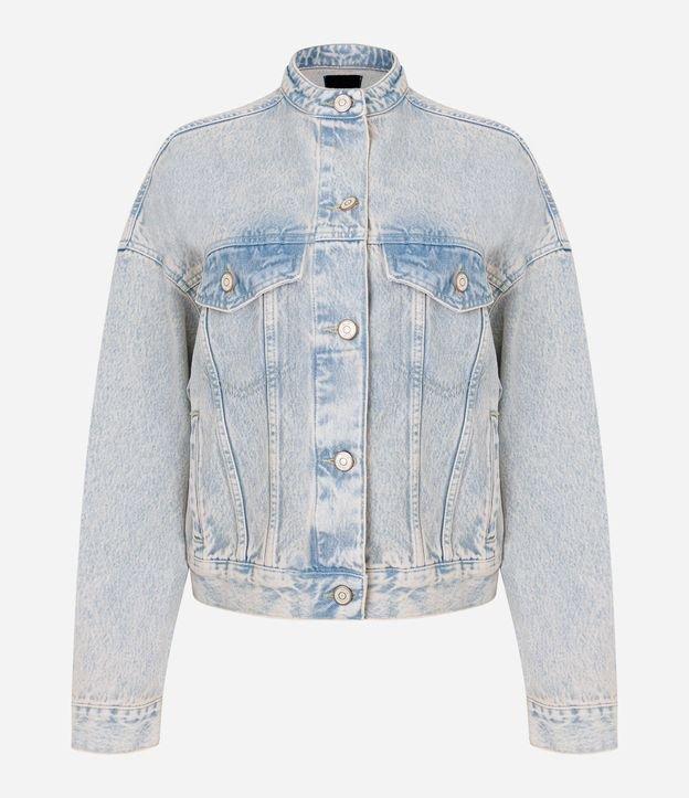 Jaqueta Trucker em Jeans Dirty Washed com Recortes - 1