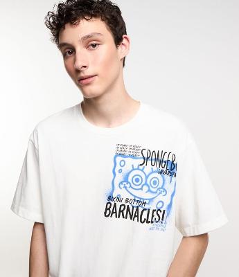 Camiseta Boxy em Malhão com Estampa Bob Esponja