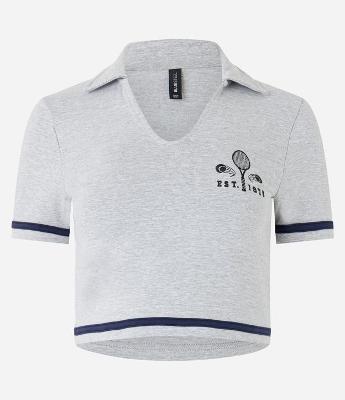 Blusa Polo Cropped em Algodão com Bordado de Raquete