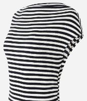 Vestido Midi em Ribana com Listras e Franzido Lateral - 1