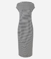 Vestido Midi em Ribana com Listras e Franzido Lateral - 2