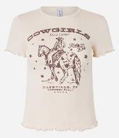 Blusa T-shirt em Ribana com Estampa Cowgirls do it Better - 1