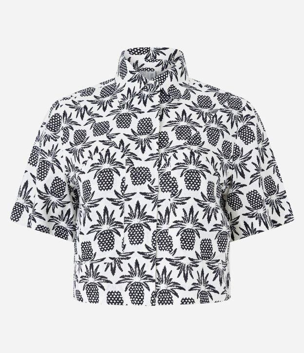 Camisa Curta em Viscose e Linho com Estampa de Abacaxi - 1