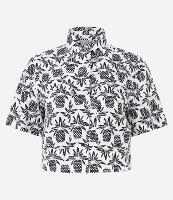 Camisa Curta em Viscose e Linho com Estampa de Abacaxi - 1