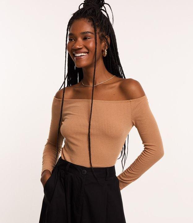 Blusa em Ribana com Decote Ombro a Ombro - 1