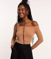 Blusa em Ribana com Decote Ombro a Ombro - 1