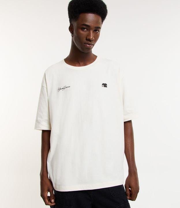 Camiseta Boxy em Malhão com Estampa Lettering - 1