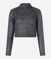 Blusa Cropped com Gola Alta e Revestimento Brilhante em Foil - 1