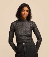 Blusa Cropped com Gola Alta e Revestimento Brilhante em Foil - 2