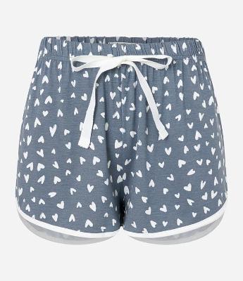 Short de Pijama em Viscose com Estampa Corações