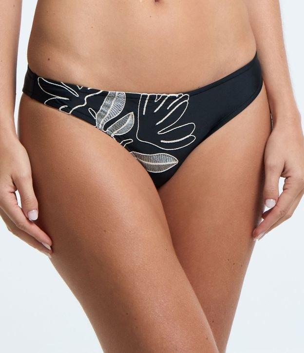 Biquíni Calcinha Básica em Microfibra com Bordado Floral - 1