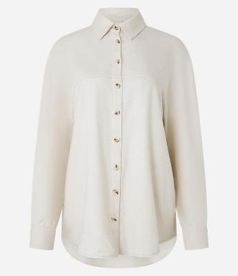 Camisa Alongada em Viscolinho com Recortes