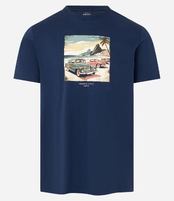 Camiseta em Algodão com Estampa de Carros Clássicos