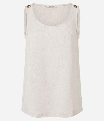 Blusa sem Manga em Viscolinho com Botão no Ombro