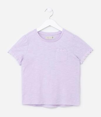 Blusa Infantil com Bolsinho e Bordado Broderie - Tam 1 a 5 Anos
