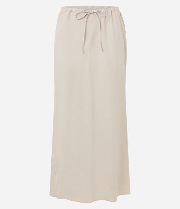 Saia Midi em Linho e Viscose com Amarração na Cintura - 1