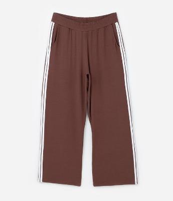 Calça Ampla Sportcore com Listras Laterais Curve & Plus Size