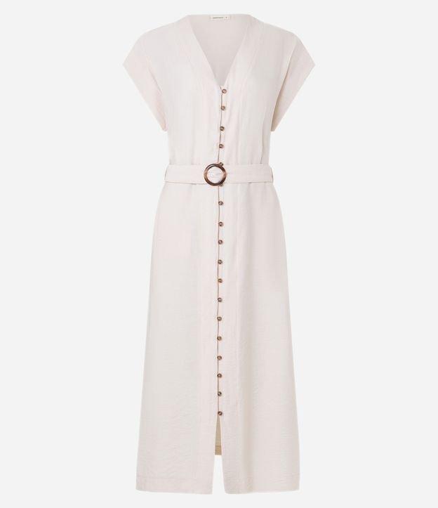 Vestido Chemise Midi em Viscose com Abotoamento e Cinto Faixa com Fivela - 1