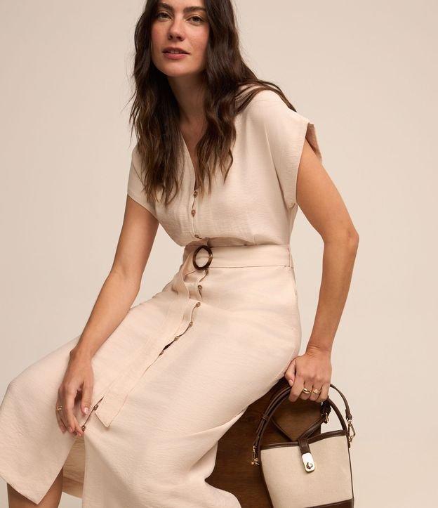 Vestido Chemise Midi em Viscose com Abotoamento e Cinto Faixa com Fivela - 2