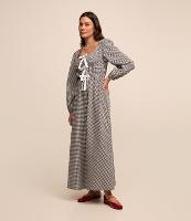 Vestido Midi em Ana Ruga com Manga Bufante e Estampa Xadrex - 1