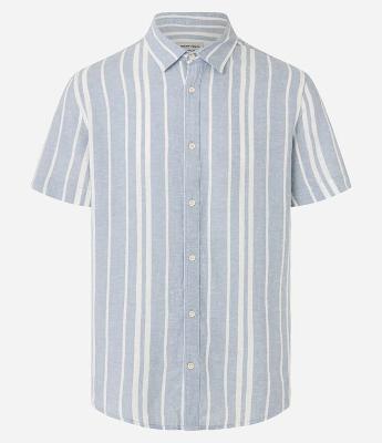 Camisa em Viscolinho com Listra Vertical