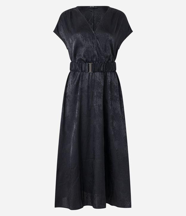 Vestido Midi em Jacquard com Transpasse Frontal e Cinto - 1