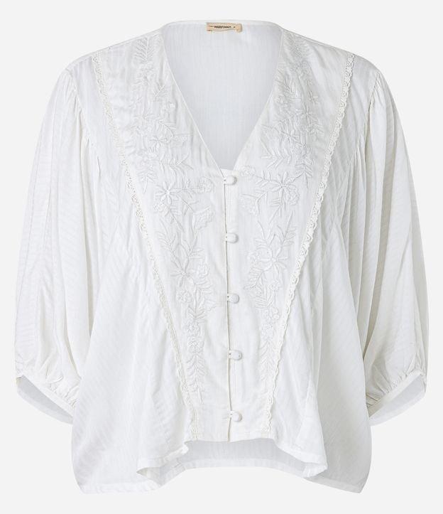Blusa em Viscose com Abotoamento Frontal e Texturas - 1