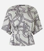 Blusa em Tecido Acetinado com Transpasse Frontal e Estampa Abstrata - 1
