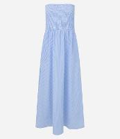 Vestido New Midi em Tricoline com Listras LasteX no Busto - 1