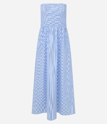 Vestido New Midi em Tricoline com Listras LasteX no Busto