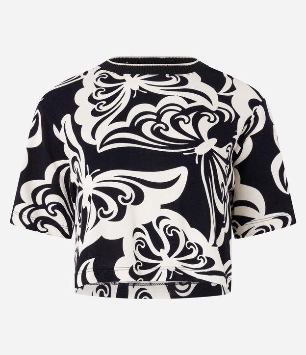 Blusa Cropped em Viscose com Estampa de Borboletas - 1