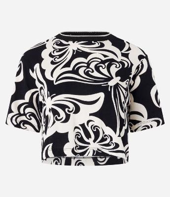 Blusa Cropped em Viscose com Estampa de Borboletas