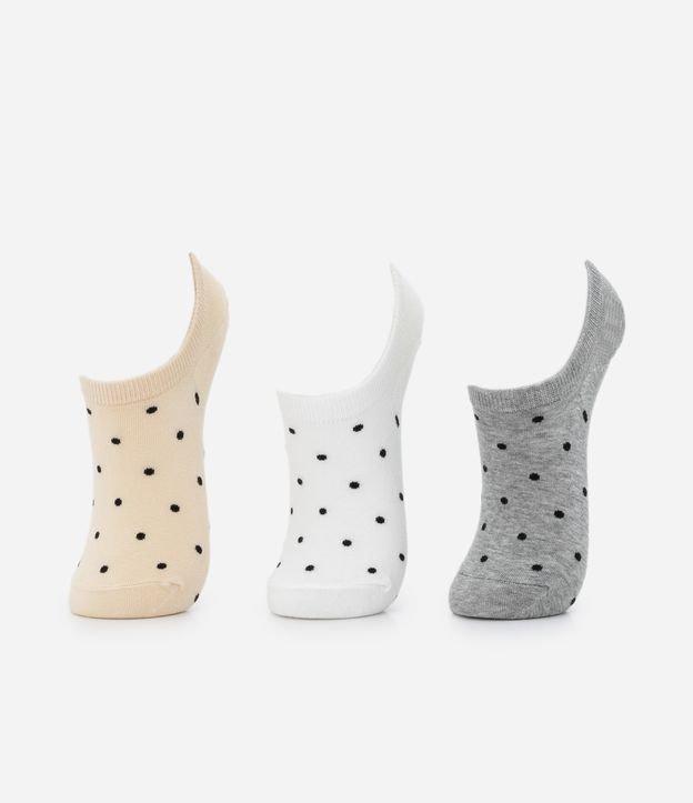 Kit 03 Meias Invisíveis em Algodão com Estampa em Poá - 1