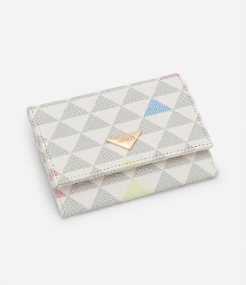 Carteira Pequena Texturizada e com Estampa de Triângulos