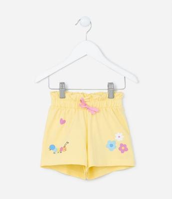 Short Clochard Infantil com Estampa de Flor e Centopeia - Tam 1 a 5 Anos