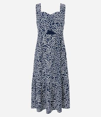 Vestido Midi em Airflow com Recorte Vazado e Estampa Abstrata