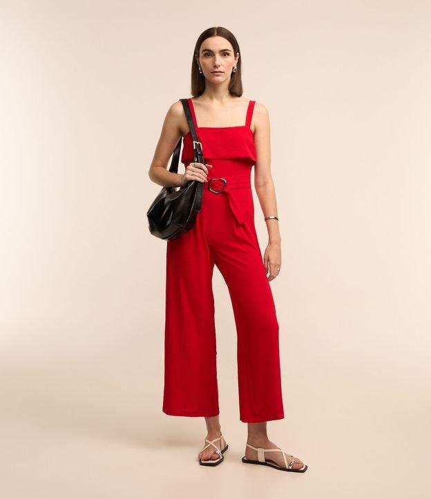 Macacão em Airflow com Cinto Fivela e Sobreposição - 1