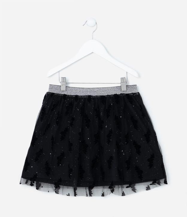 Saia Infantil em Tule com Brilhos e Morceguinhos - Tam 5 a 14 Anos - 1